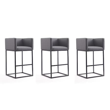 Celebracion Embassy Grey & Black Metal Barstool 38 x 21 x 20.5 in. - Set of 3 CE3063230